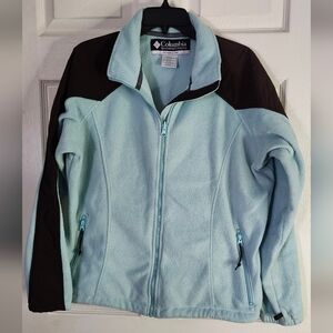 Columbia Teal Blue and Brown Fleece Jacket Size XL